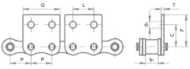 Két furatos álló füles láncok (DIN8187)
